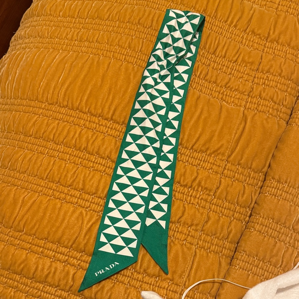 Prada Emerald And White Triangle Pattern Scarf - image 1